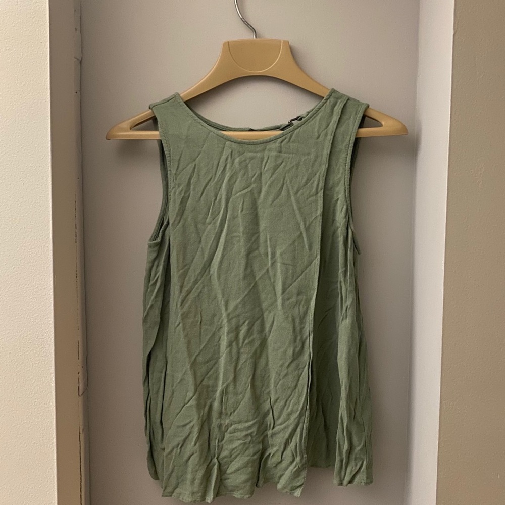 Sage Green Tank Blouse w/ Tie Detail